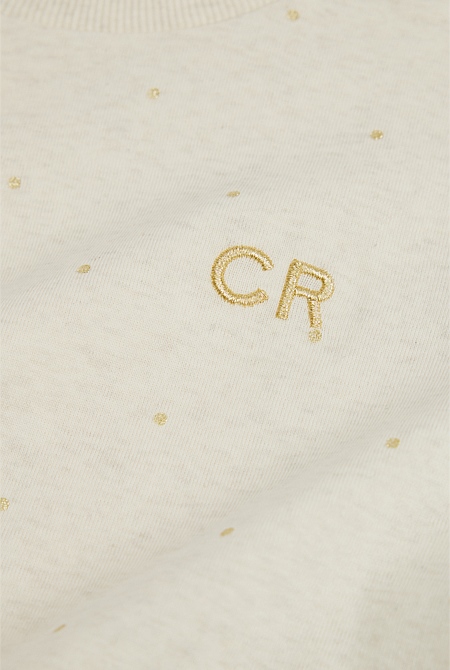 Organically Grown Cotton Long Sleeve Curved Logo T-Shirt