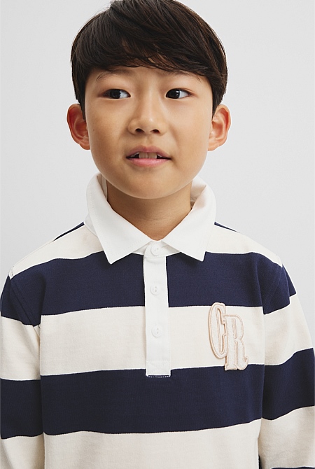 Organically Grown Cotton Block Stripe Rugby