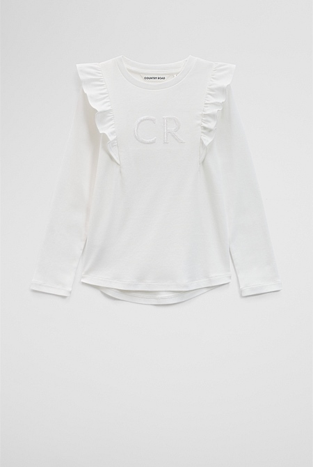 Long Sleeve Logo Frill T-Shirt