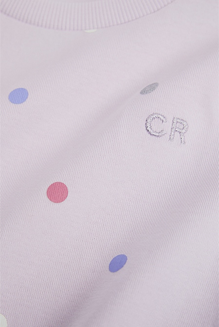 Organically Grown Cotton Long Sleeve Sequin Logo T-Shirt