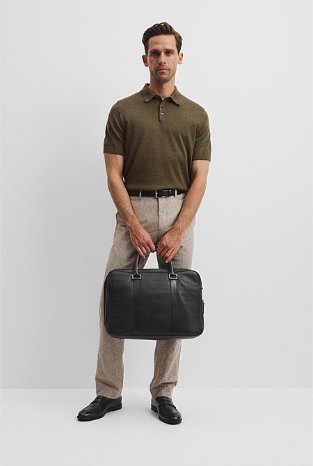 Australian Merino Short Sleeve Button Knit Polo