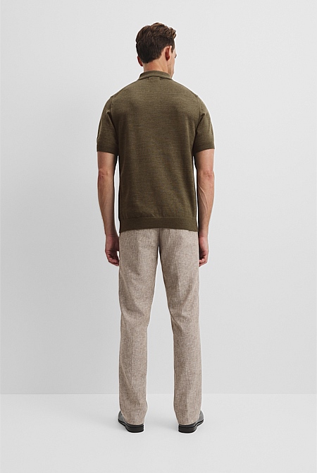Australian Merino Short Sleeve Button Knit Polo