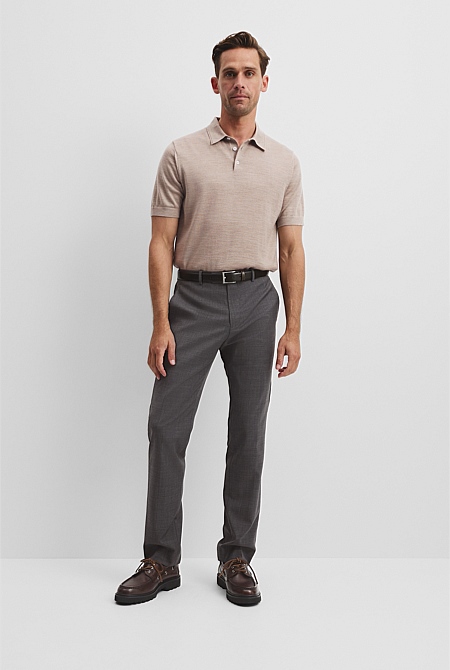 Australian Merino Short Sleeve Button Knit Polo