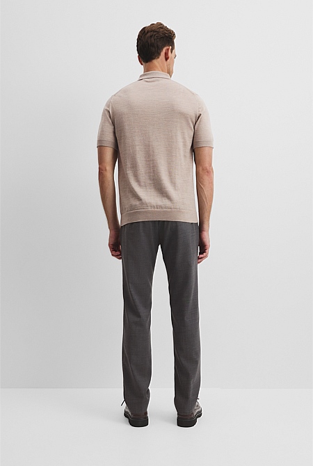 Australian Merino Short Sleeve Button Knit Polo