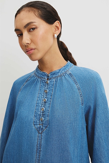 Soft Denim Smock Dress