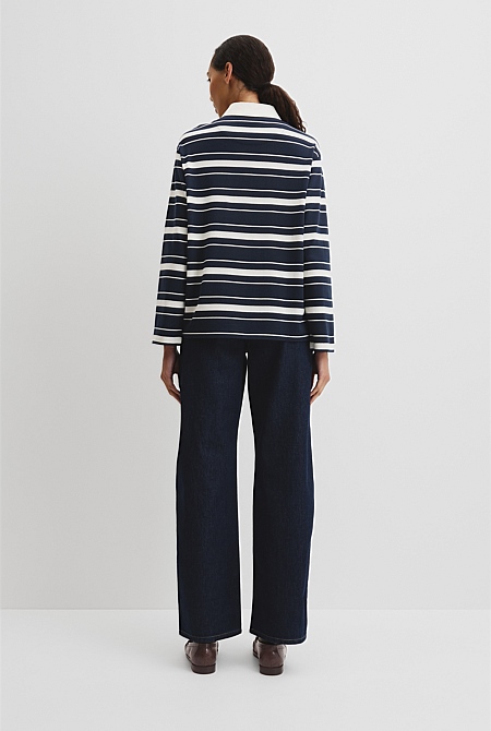 Australian Cotton Stripe Rugby Polo Sweat