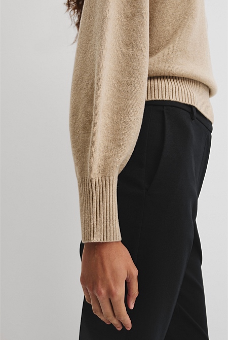 Organically Grown Cotton Blend Crop Crew Neck Knit