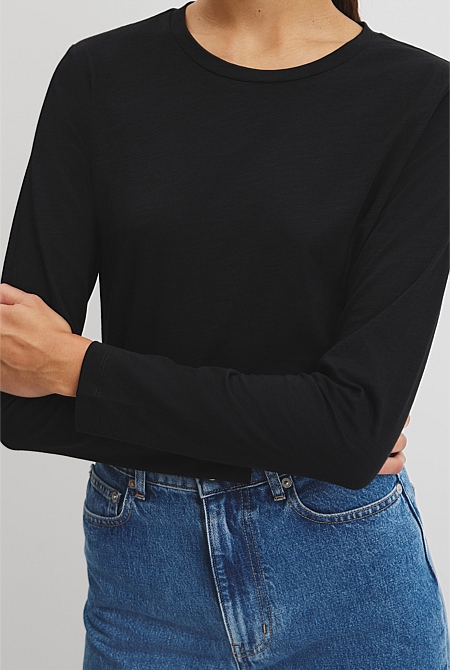 Australian Good Earth Cotton Textured Slub T-Shirt