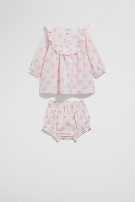 Organically Grown Cotton Cord Frill Dress Set