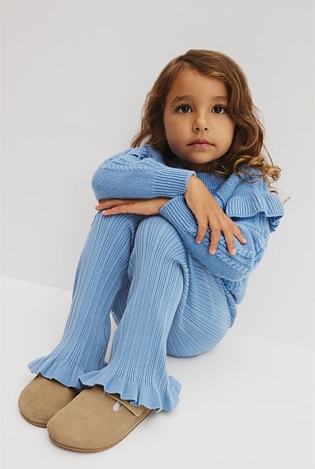 Organically Grown Cotton Blend Rib Knit Pant