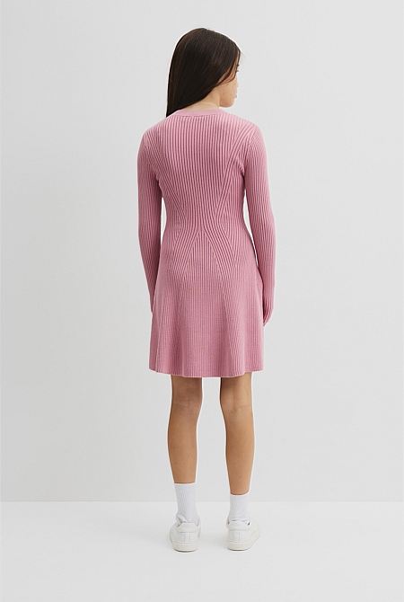 Teen Rib Long Sleeve Knit Dress