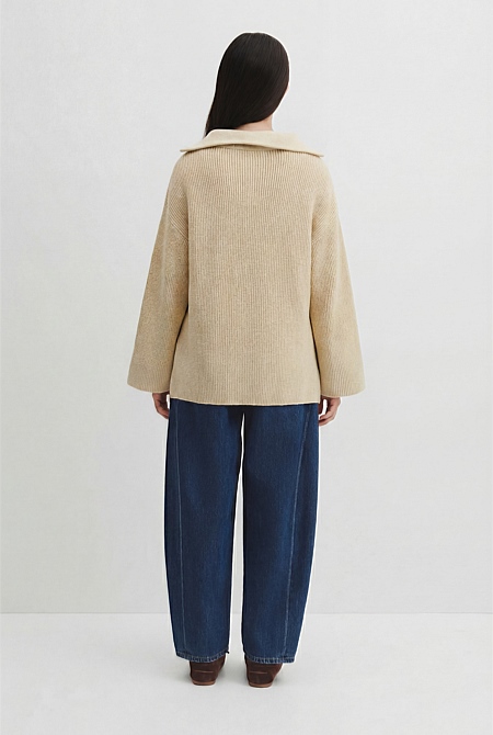 Teen Half Zip Rib Knit