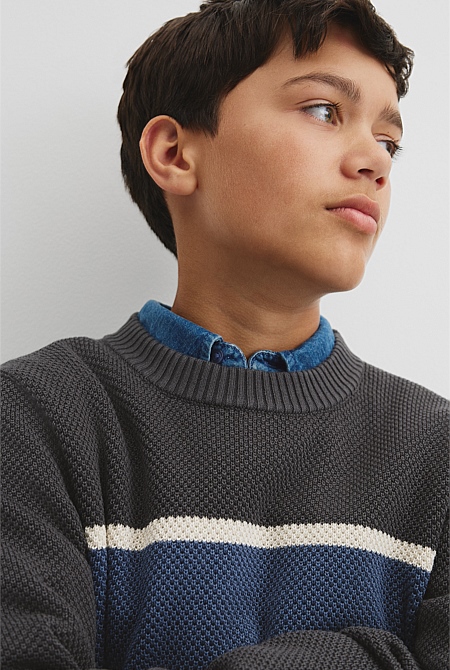 Teen Australian Cotton Stripe Textured Knit