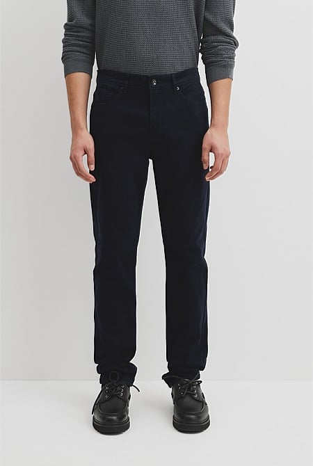 Tapered Fit Brushed Five Pocket Pant