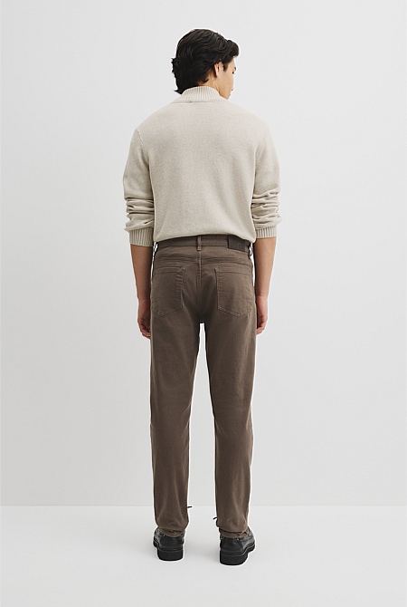 Tapered Fit Brushed Five Pocket Pant