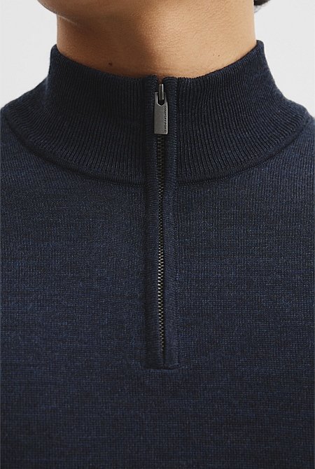 Australian Merino Long Sleeve Vam Half Zip Knit