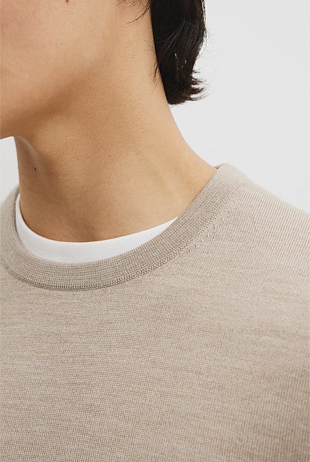 Australian Merino Wool Long Sleeve Crew Neck Knit