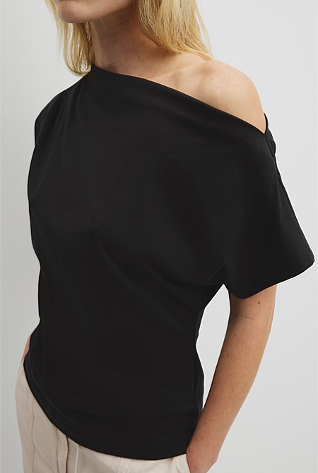 Australian Cotton One Shoulder T-Shirt