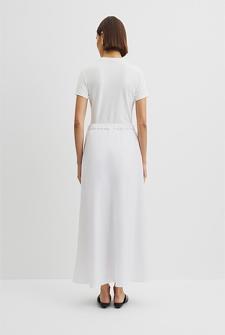 Organically Grown Linen Pull On Midi Skirt
