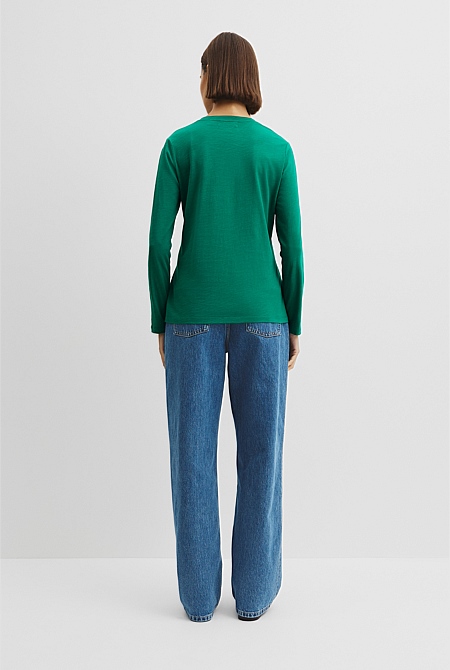 Australian Good Earth Cotton Textured Slub T-Shirt