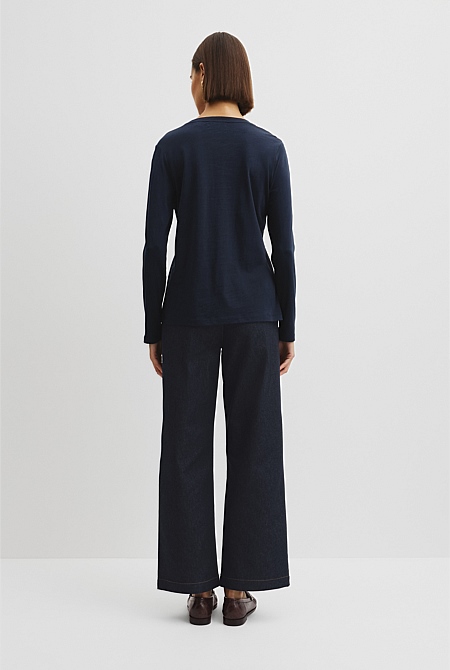 Australian Good Earth Cotton Textured Slub T-Shirt