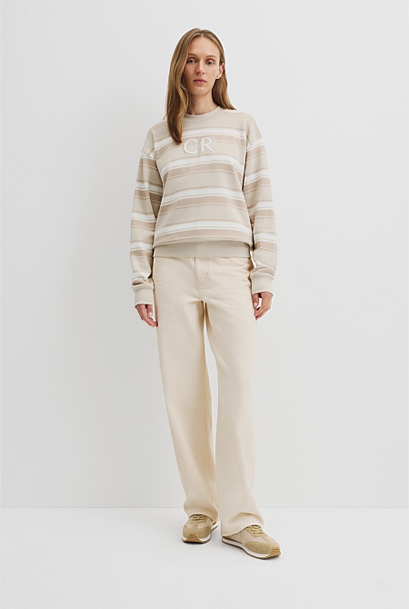 Australian Cotton Stripe Country Road Logo Sweat