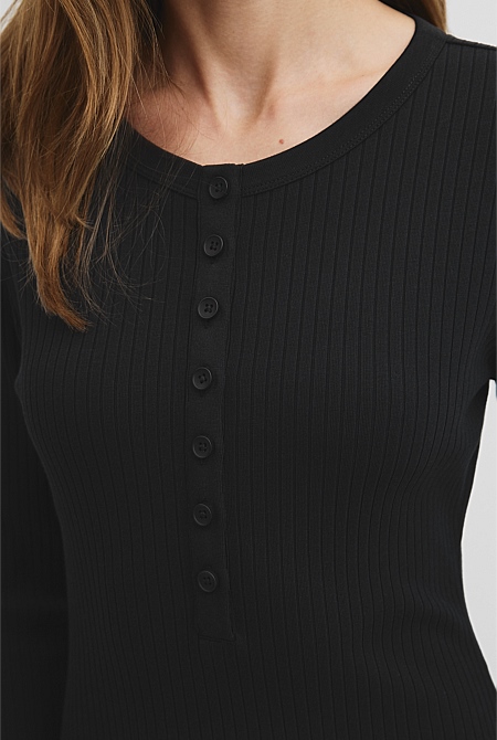Long Sleeve Henley Dress