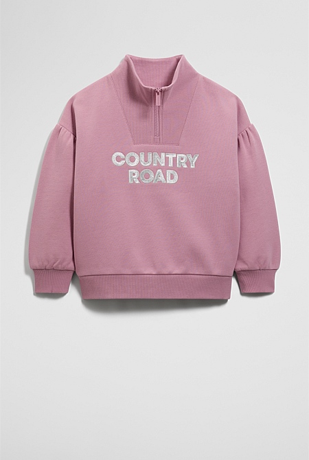 Australian Cotton Blend Sequin Half Zip Sweat