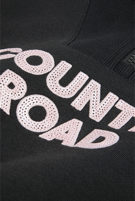 Australian Cotton Blend Sequin Half Zip Sweat