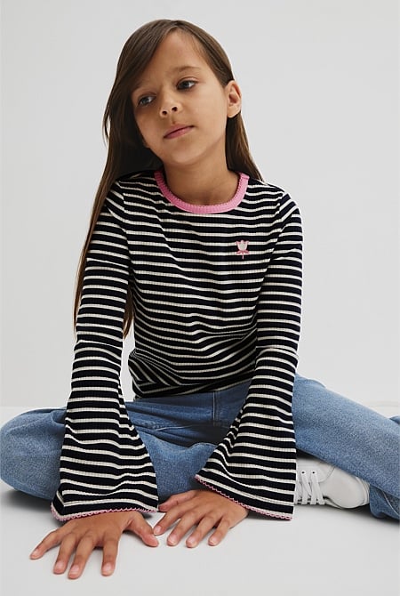 Rib Flare Sleeve Top