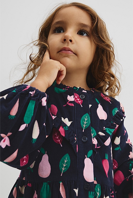 Long Sleeve Fruit Cord Dress