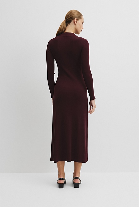 Rib Zip Neck Knit Dress