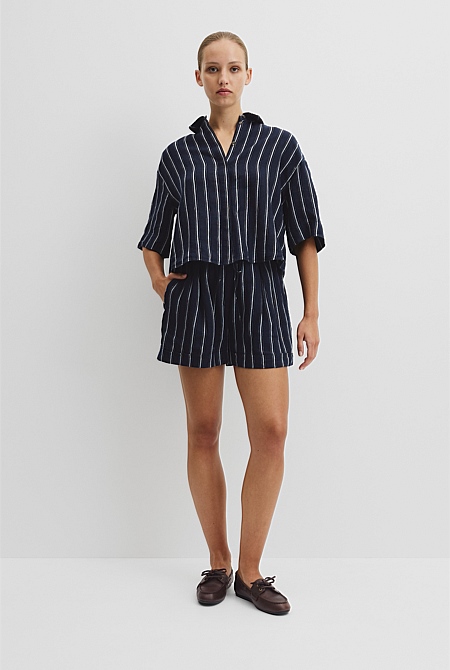 Yarn Dyed Boxy Linen Shirt