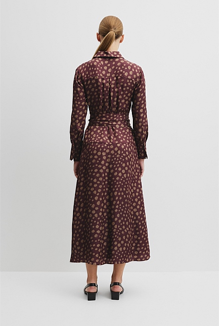 Fluid Print Wrap Dress