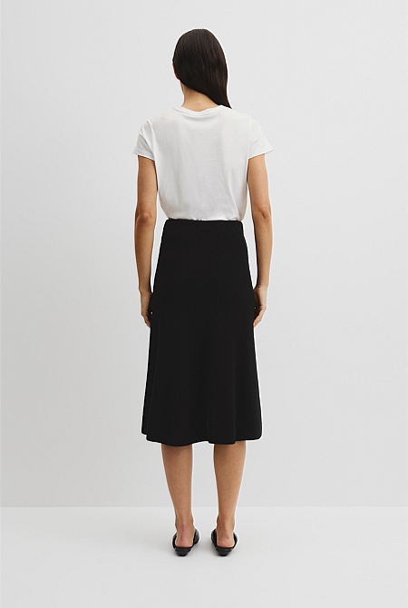Australian Cotton Blend Knit Midi Skirt