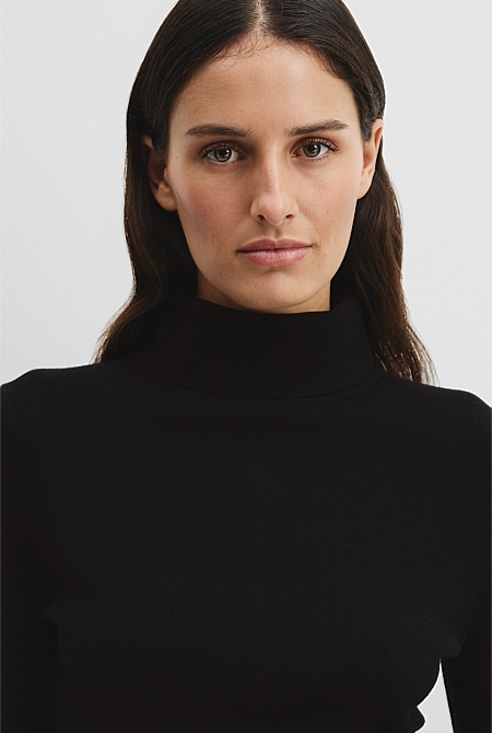 Wool Silk Roll Neck