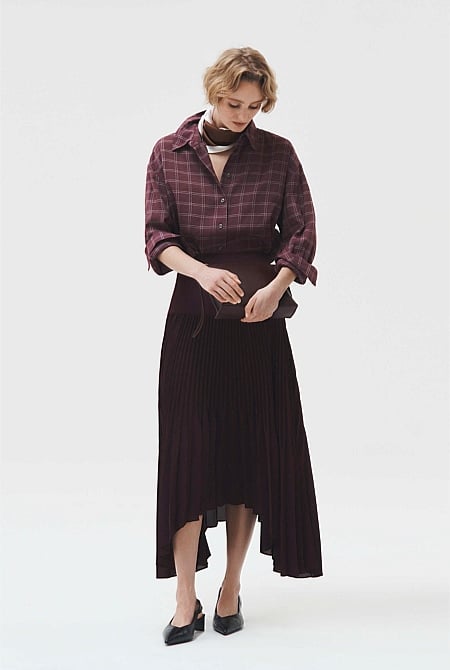 Plisse Midi Skirt