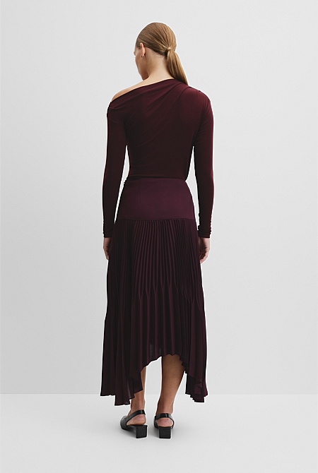 Plisse Midi Skirt