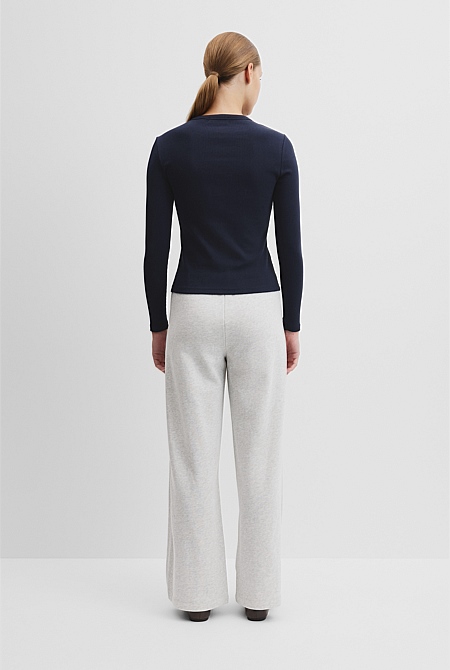 Australian Cotton Blend Rib Henley Top
