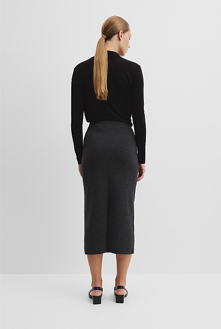 Compact Wool Knit Skirt