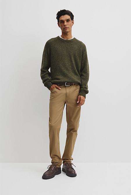 Merino Nep Wool Blend Crew Neck Knit