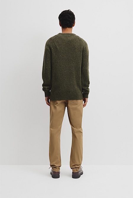 Merino Nep Wool Blend Crew Neck Knit