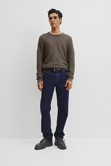 Australian Merino Wool Textured Crew Neck Knit