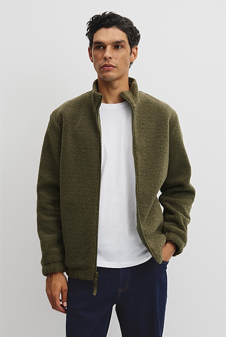 Reverse Sherpa Zip Through Jacket