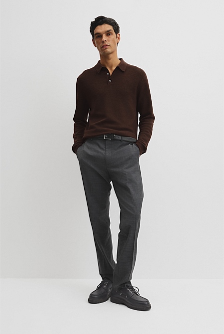 Australian Merino Textured Polo Knit
