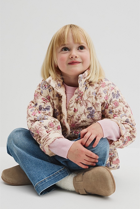 Organically Grown Cotton Print Sherpa Lined Jacket