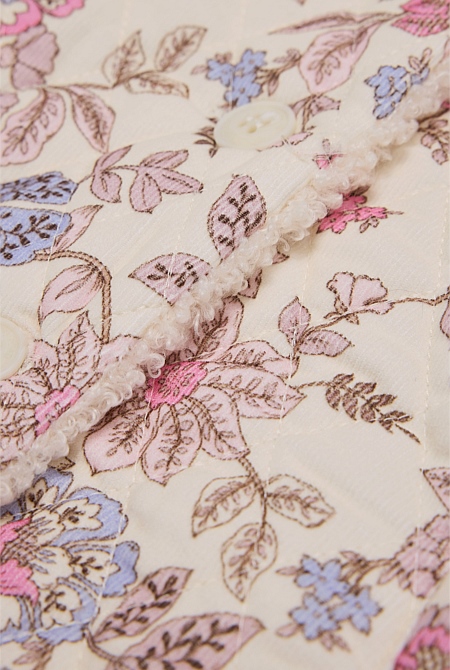 Organically Grown Cotton Print Sherpa Lined Jacket
