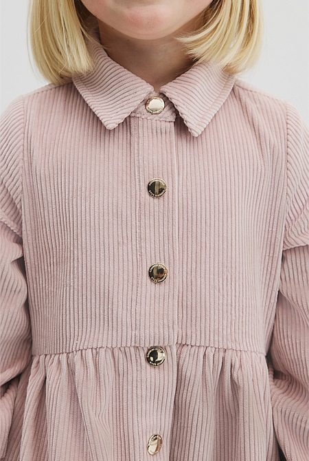 Organically Grown Cotton Cord Button Through Dress