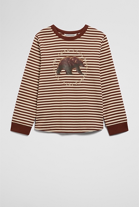 Organically Grown Cotton Stripe Bear T-Shirt