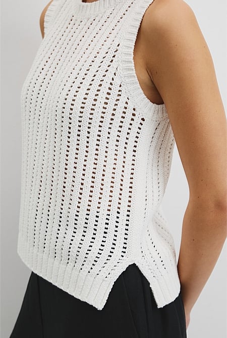 Australian Good Earth Cotton Pointelle Knit Tank Australian Good Earth Cotton Pointelle Knit Tank